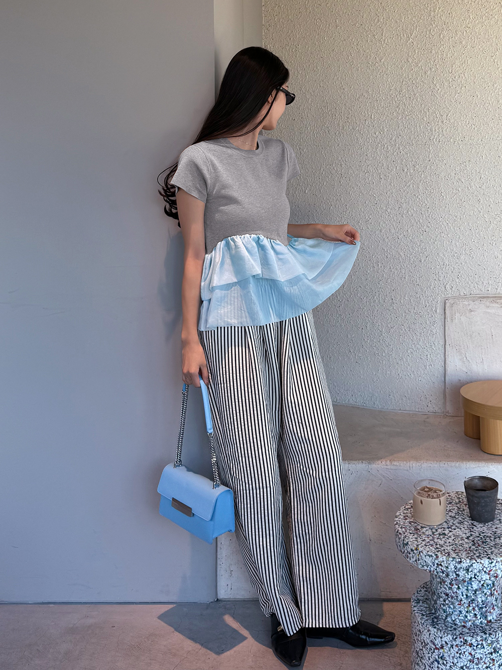 きこニットペプラムトップスを使用したコーデ