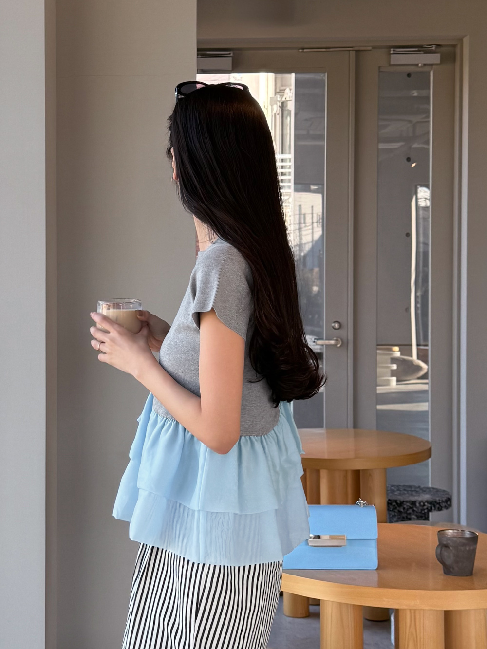 きこニットペプラムトップスを使用したコーデ