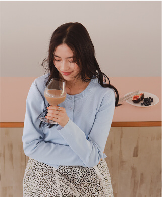 クリア釦UVケアニットカーディガン 春夏 トップス