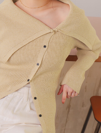 アシンメトリーオフショルダーニットトップス 春夏 トップス