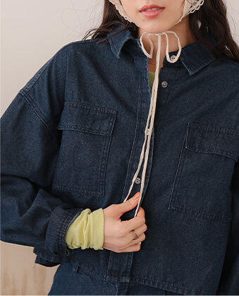 ライトオンスショートデニムシャツ 春夏　セットアップ可能