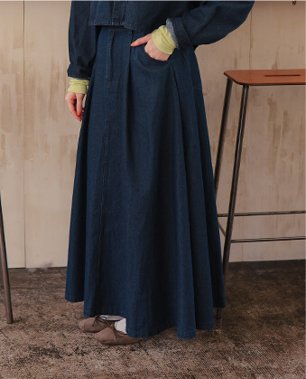 ライトオンスデニムフレアスカート 春夏　セットアップ可能 スカート