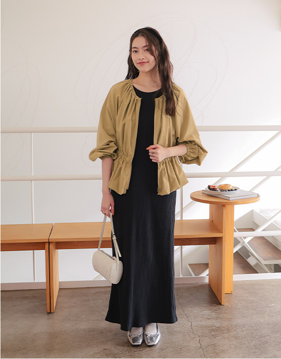 ペプラムギャザーボリュームブルゾン 春夏 アウター