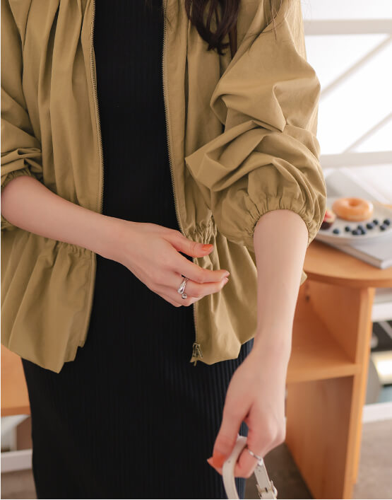 ペプラムギャザーボリュームブルゾン 春夏 アウター