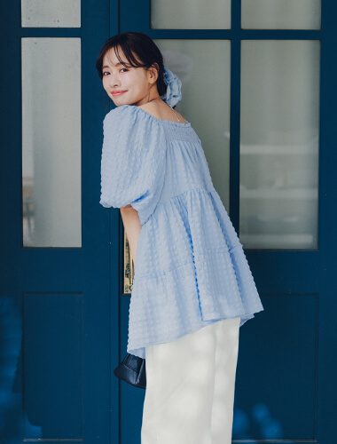 赤埴奈津子　ティティベイト コラボ スクエアチュニックトップスシュシュセット