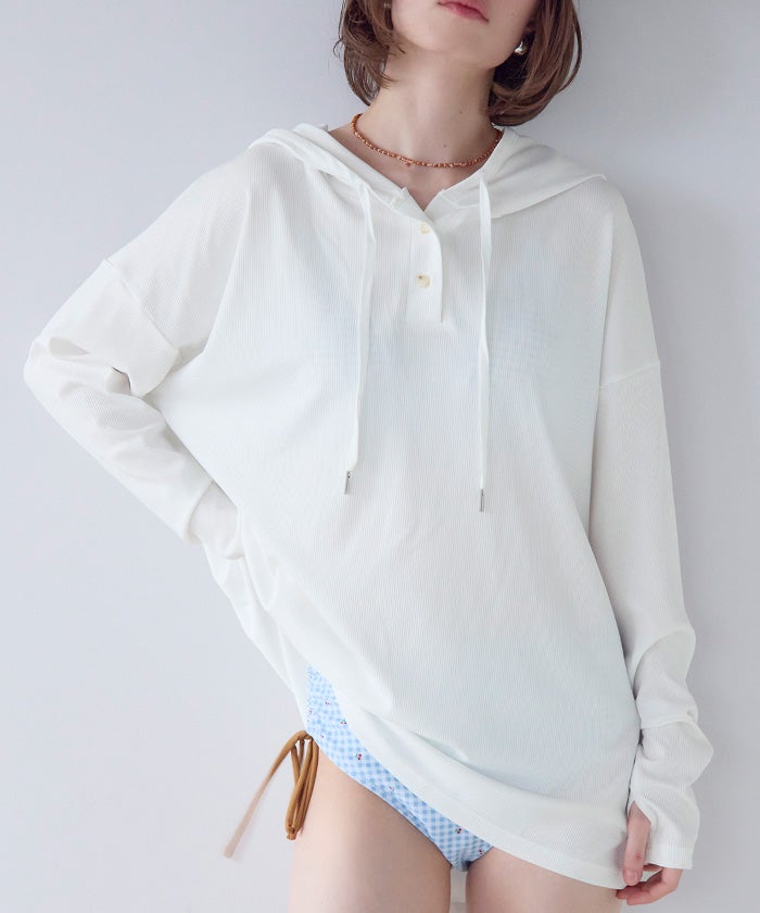 seadress  シードレス　ラッシュパーカープルオーバー　白 オーバーシルエットラッシュパーカープルオーバー【SEADRESS