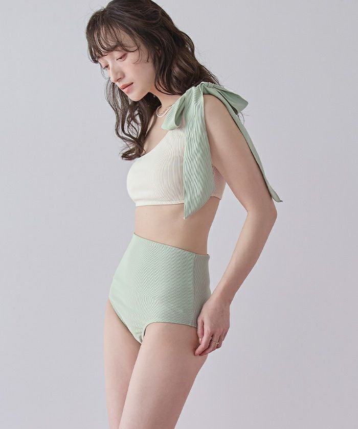 ワンショルダーデザインリブビキニ/水着【SEADRESS シードレス