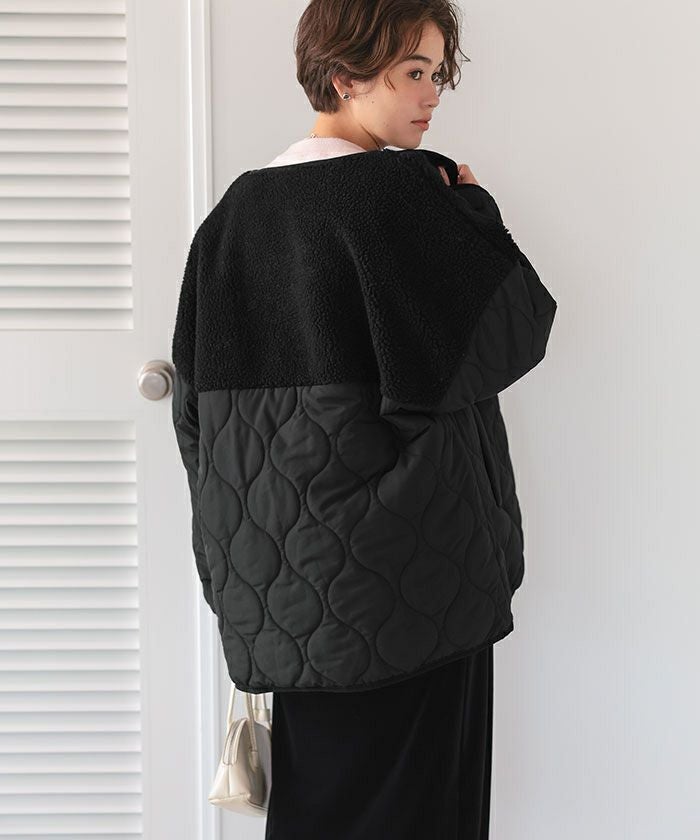 titivate ボアコート 美品 今期人気商品 ボア切替キルティングショートコート | titivate