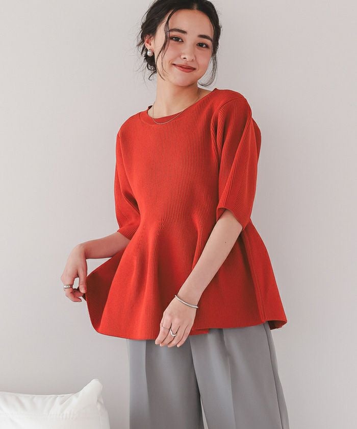 新品　Mystrada　クルーネック袖フレアニット　レッド　38(Ｍ)size Mystrada - クルーネック袖フレアニットの通販 by Nori's shop｜マイ