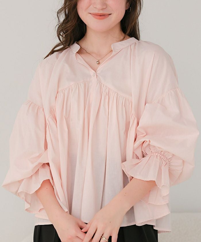 【美品】  Plage / プラージュ | 2023AW | COTTON CANDY BLOUSE コットン キャンディ ギャザーボリューム ブラウス | F | ピンク | レディース Plage - 【美品】 Plage / プラージュ | 2023AW | COTTON CANDY BLOUSE