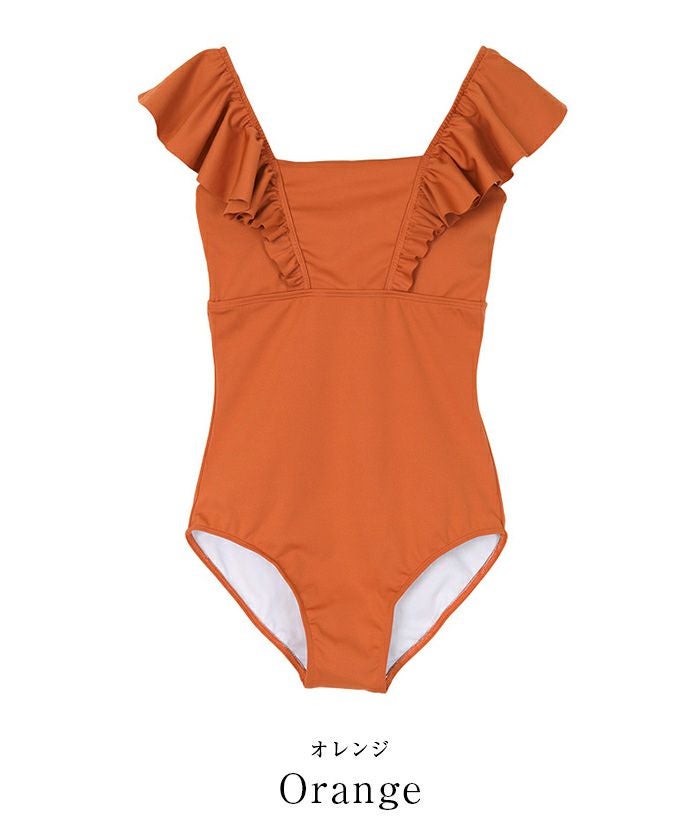 ショルダーフリルスクエアネックワンピース/水着【SEADRESS シードレス