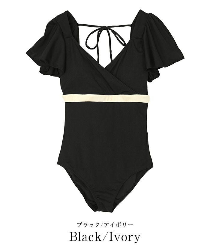 バイカラーフレアスリーブワンピース/水着【SEADRESS シードレス
