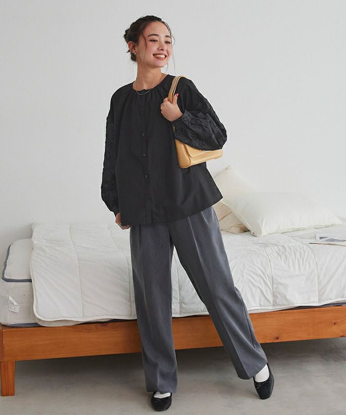 最終価格！ブルレア♡ジャガードブラウス セール】＜立体レース＞ジャガードフラワーブラウス / シアーブラウス