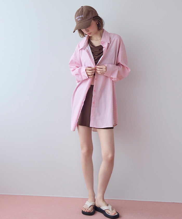 salsation★ Long shirt★ピンク★サイズL ビッグシルエットシャツ/ラッシュガード【SEADRESS シードレス