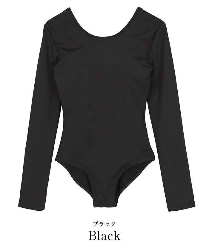 シードレス　バックオープン　水着　ブラック　新品 バックオープン長袖シンプルワンピース/水着【SEADRESS シードレス
