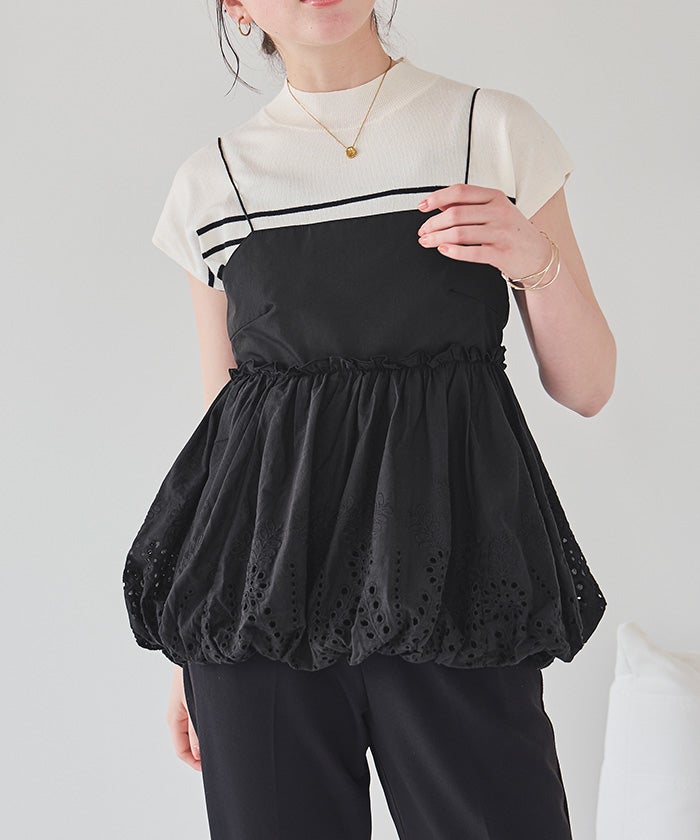 コットン刺繍レースキャミソールトップス | titivate