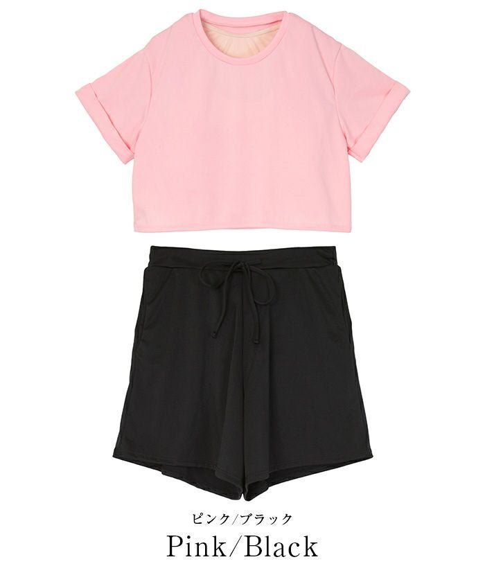 カップ付半袖Tシャツ×ショートパンツ/セット水着【SEADRESS シードレス
