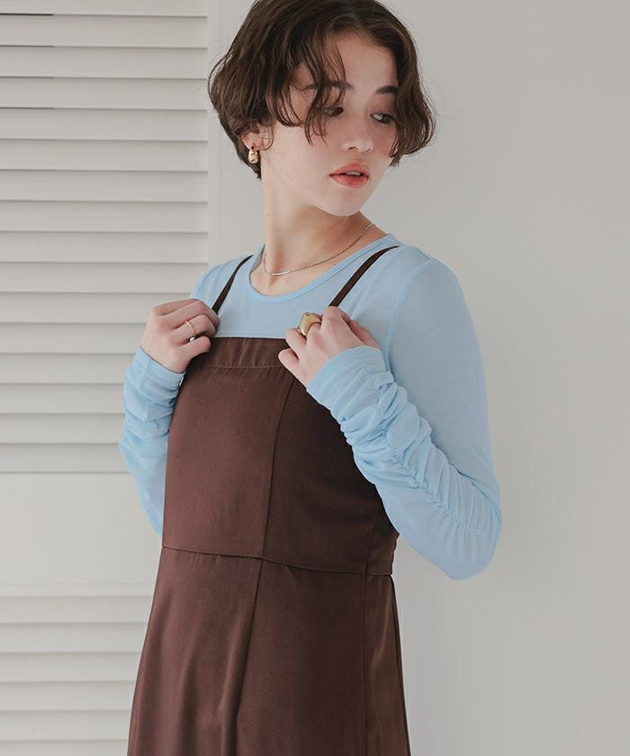 袖シャーリングシアートップス【メール便可／60】 | titivate