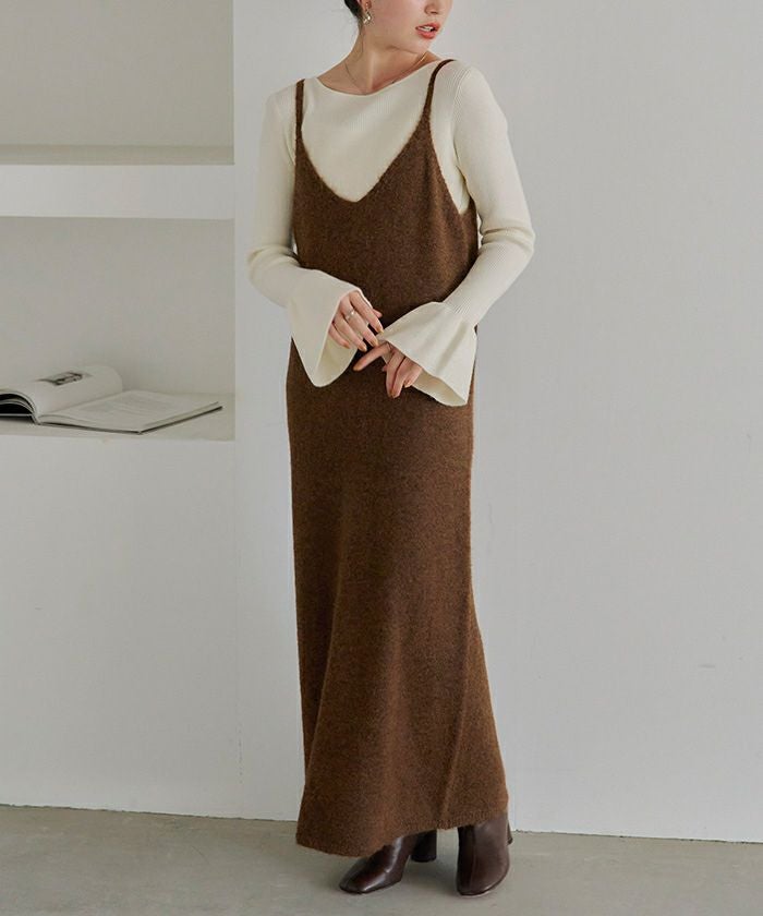 SHISHIKUI ニットキャミ　ブラウン 中古・古着通販】SHISHIKUI (シシクイ) Knit kata pat / BROWN