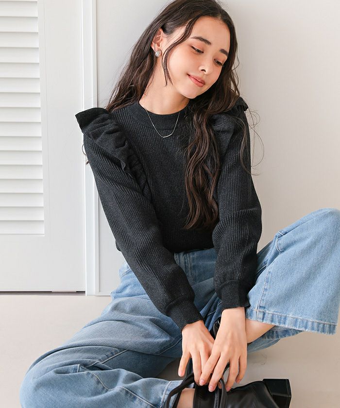 デザインフリルニットTOPS デザインフリルニット | titivate