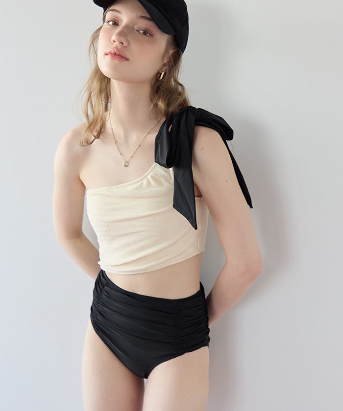 ワンショルダーカットアウトワンピース/水着【SEADRESS シードレス