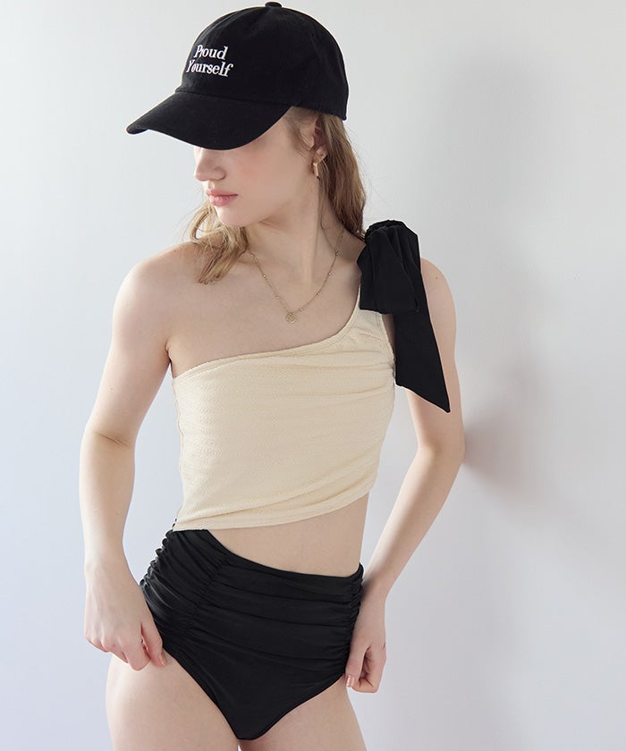 ワンショルダーカットアウトワンピース/水着【SEADRESS シードレス