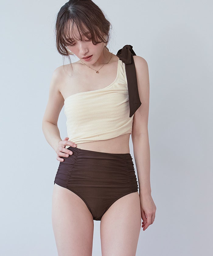 ワンショルダーカットアウトワンピース/水着【SEADRESS シードレス