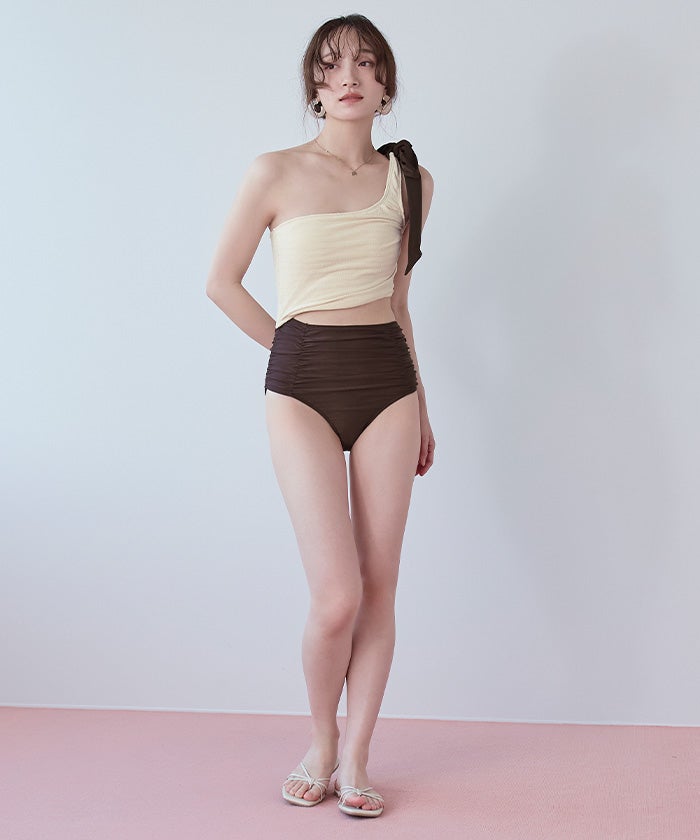 ワンショルダーカットアウトワンピース/水着【SEADRESS シードレス