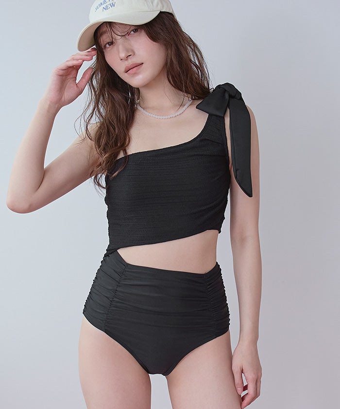 ワンショルダーカットアウトワンピース/水着【SEADRESS シードレス