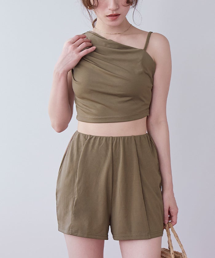 ショートパンツ付タックビキニ/セット水着【SEADRESS シードレス