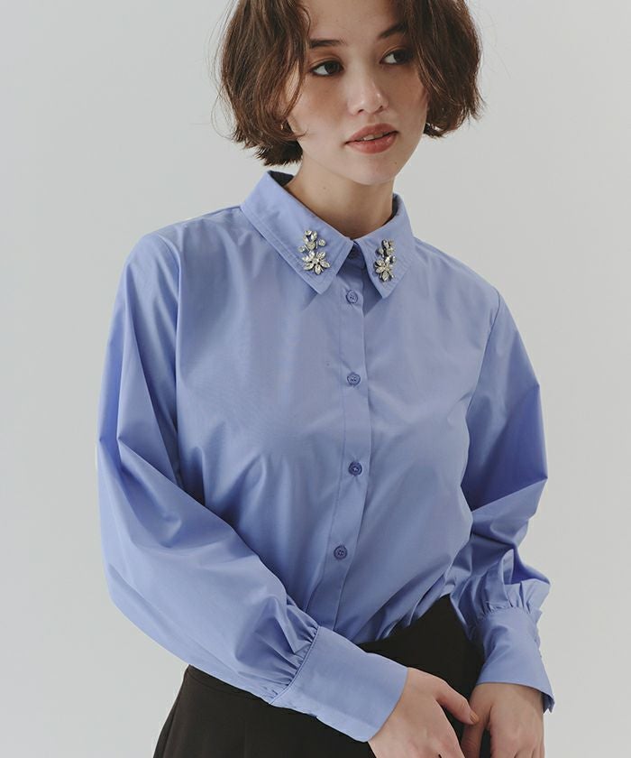 【最終価格】マージュのビジュー付け襟付きシャツ 000000112564-11.jpg?size=l&w=