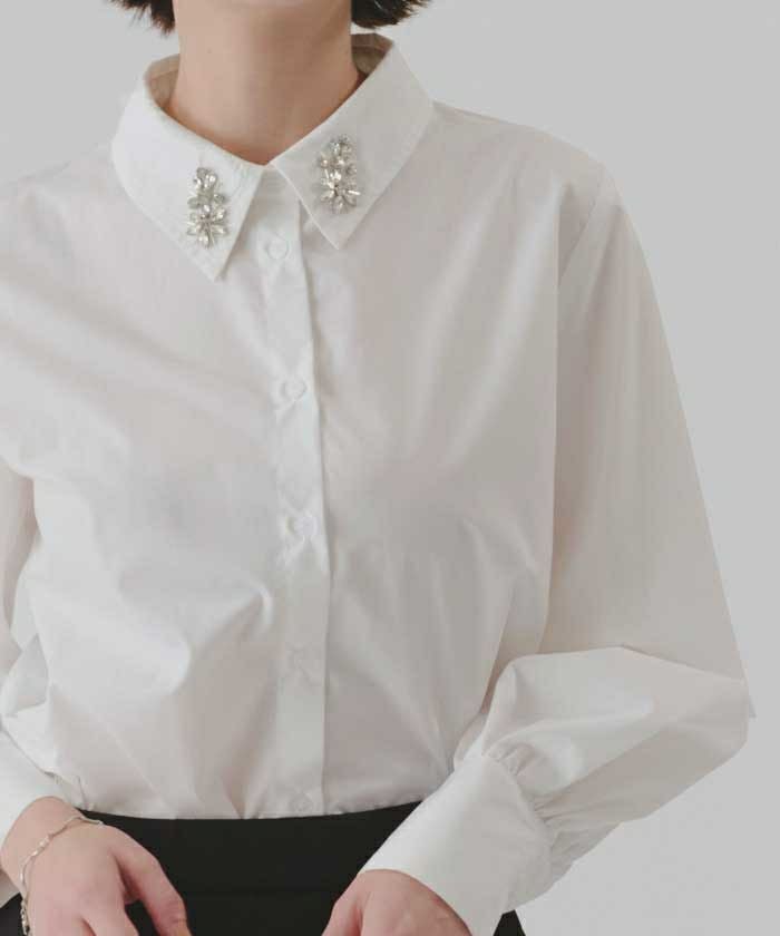 【最終価格】マージュのビジュー付け襟付きシャツ 000000112564-11.jpg?size=l&w=