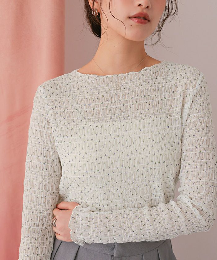 総レーストップス❤︎ miniministore（ミニミニストア） 総レース カットソー レディース 花