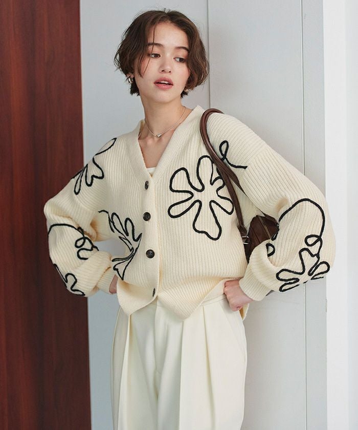 POCHER  フラワー　ニット　カーディガン Remember.（リメンバー）の「flower knit cardigan / フラワーニット