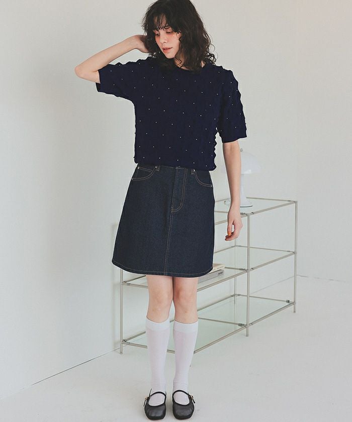 Athena Designs☆ぽこぽこニット☆ネイビー Athena Designs（アテナデザイン） GentsPopcorn Knit Cardigan