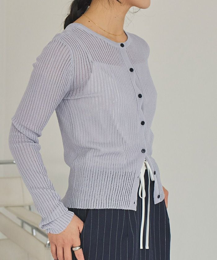 カーディガン littlesuzie 2way Milanlib Knit BLACK BY MOUSSY | 2way slit knit cardigan (カーディガン ) |SHEL