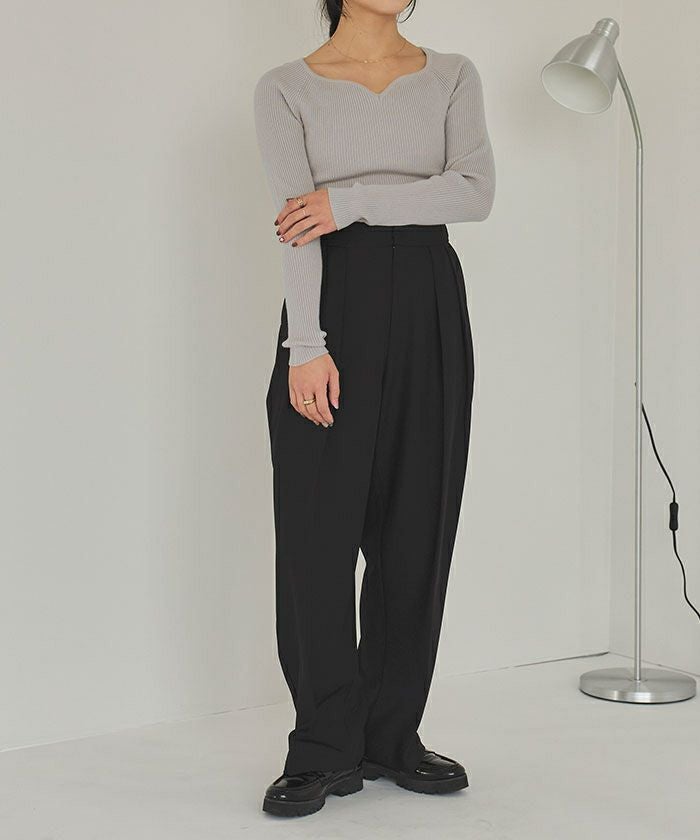 新品♡ハートネック  ニット ハートネックリブニット | titivate