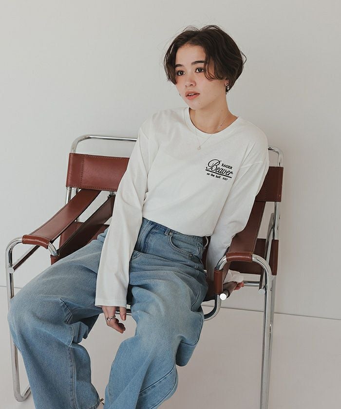 ロングスリーブ刺繍ロゴTシャツ【メール便可／90】 | titivate