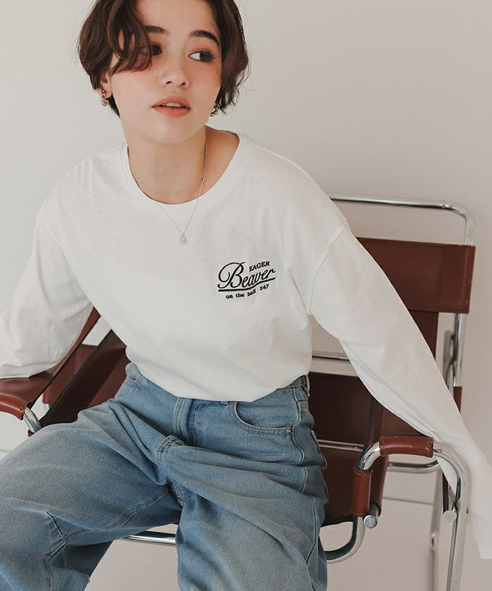 ロングスリーブ刺繍ロゴTシャツ【メール便可／90】 | titivate