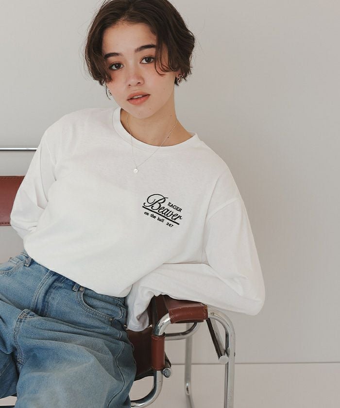 ロングスリーブ刺繍ロゴTシャツ【メール便可／90】 | titivate