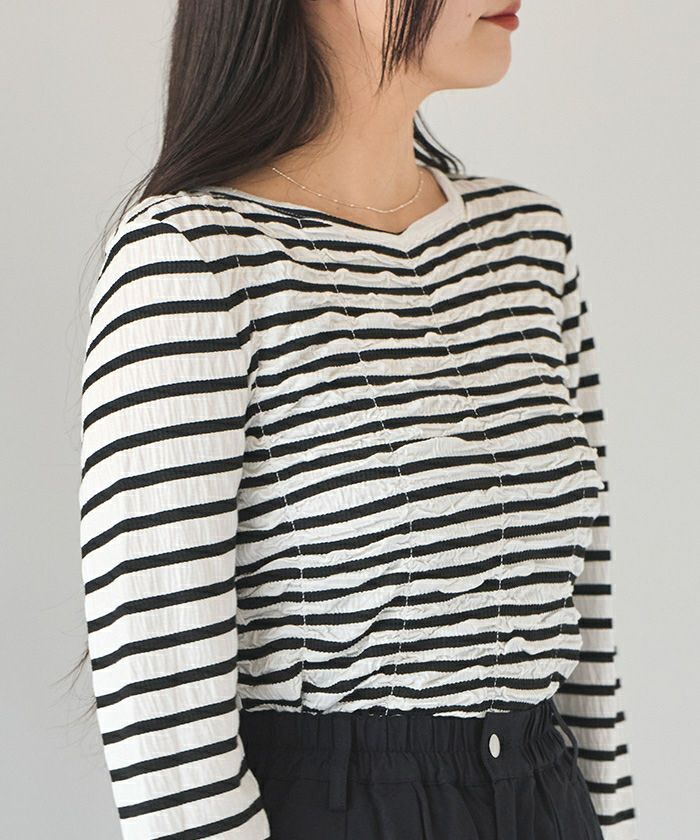ADORE 長袖シャーリングトップス m.m.o レース襟長袖シャーリングトップス カットソー tシャツ レース