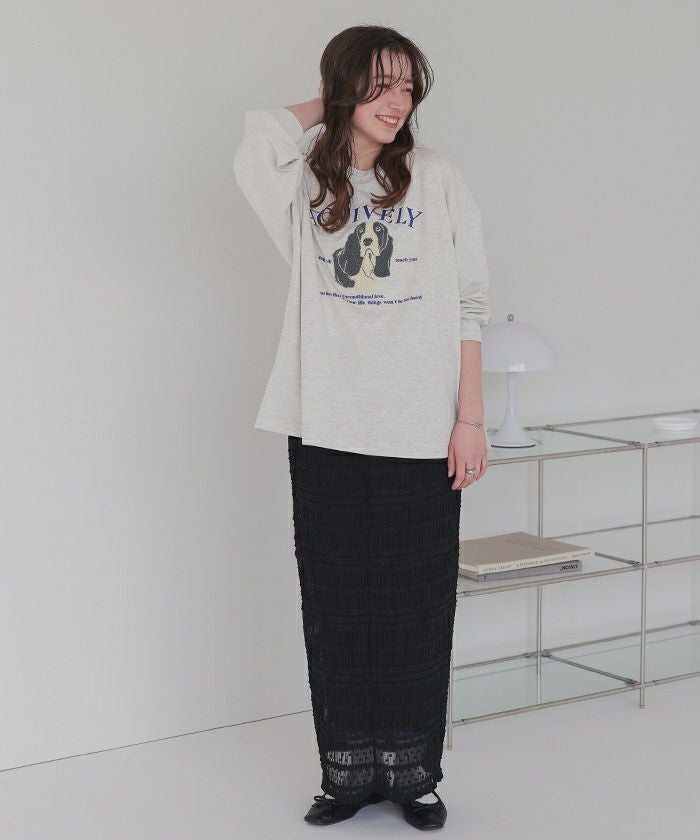 ドッグ刺繍ビッグロングTシャツ | titivate