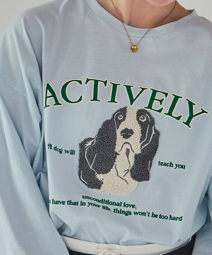 ドッグ刺繍ビッグロングTシャツ | titivate