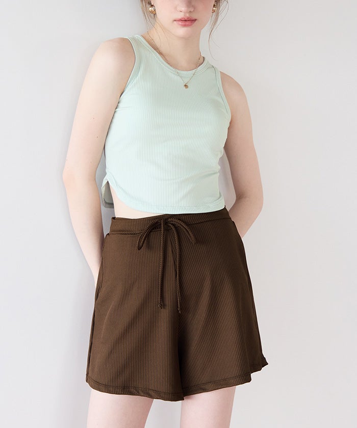 ロキシーブラウン セパレート水着 タンクトップとショーツ 3点セット/ショートパンツ×タンクトップビキニ/水着【SEADRESS