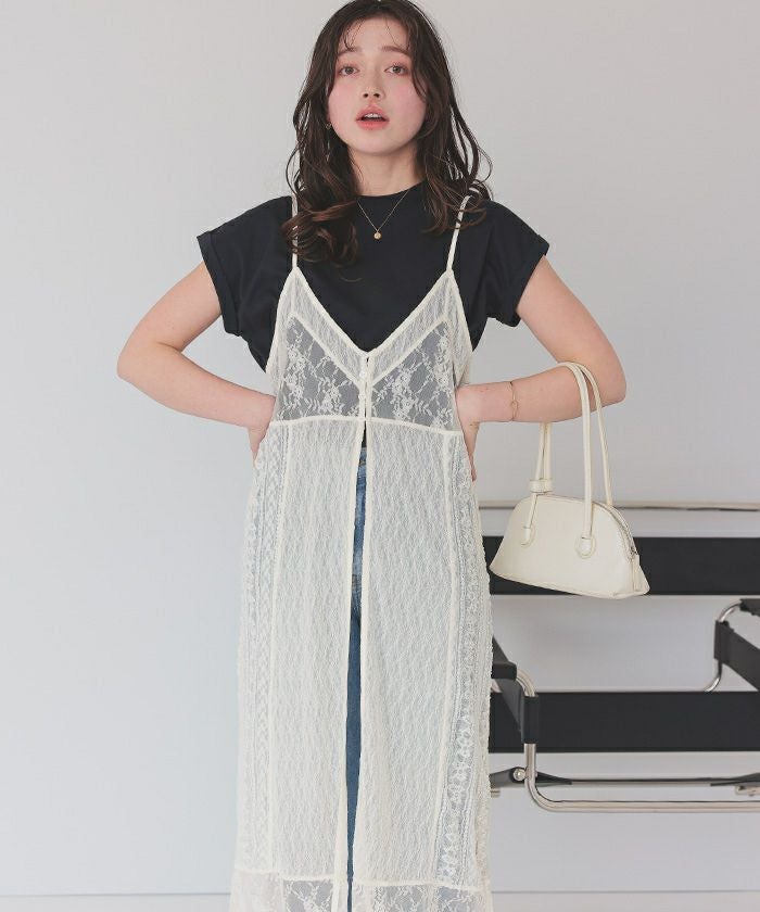 leur logette パッチワーク キャミワンピース レースパッチワークキャミワンピース【メール便可／100】 | titivate