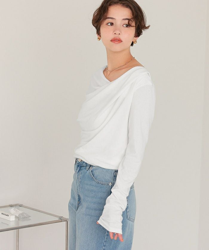 オフショルダーロングスリーブTシャツ【メール便可／100】 | titivate