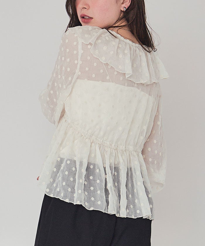 ゆりっぺ【完売商品】フラワーフリルブラウス フラワー刺繍フリルブラウス | titivate