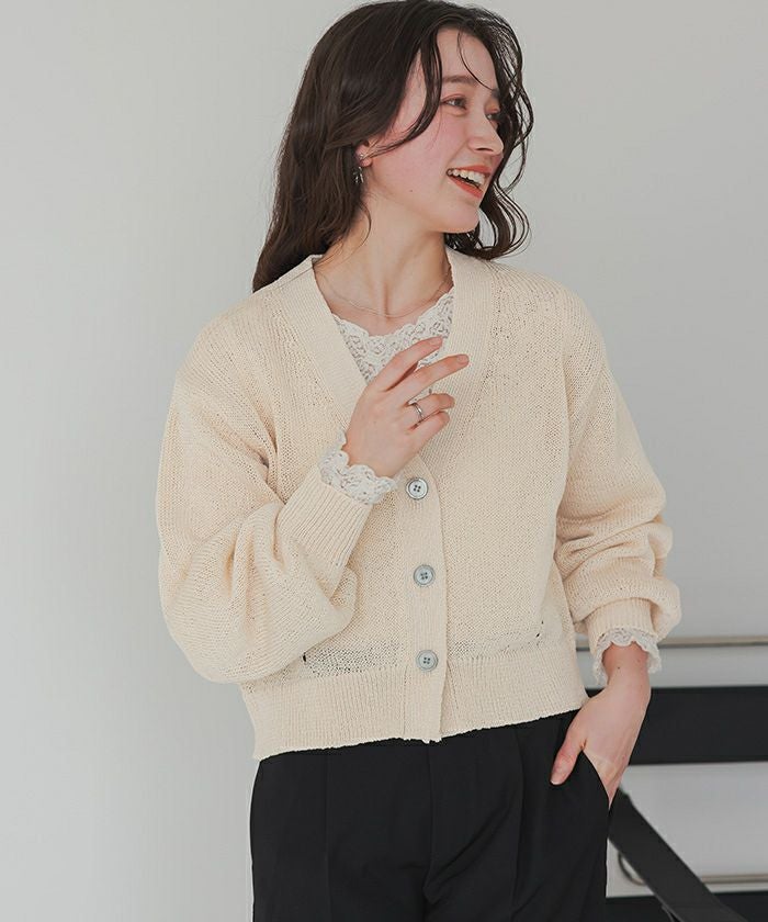 イギリスブランド 定価5万 リネンニットカーディガン 50%OFF【CAMBIO(カンビオ)】【HIMALAYAN CLIMBERS HAND-KNIT別注