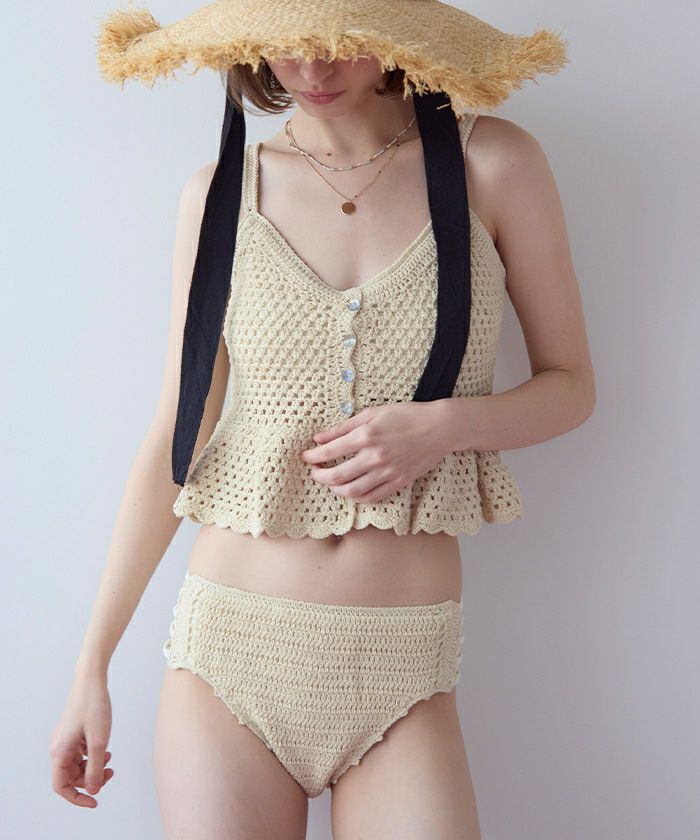 ペプラムキャミソールクロシェビキニ/水着【SEADRESS シードレス