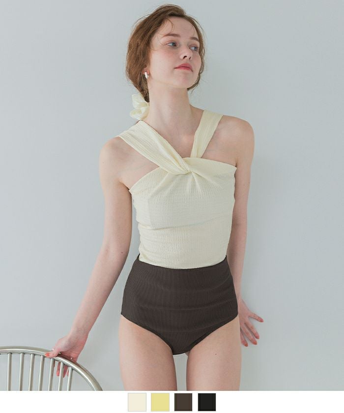 ツイストノースリーブハイウエストビキニ/セット水着【SEADRESS